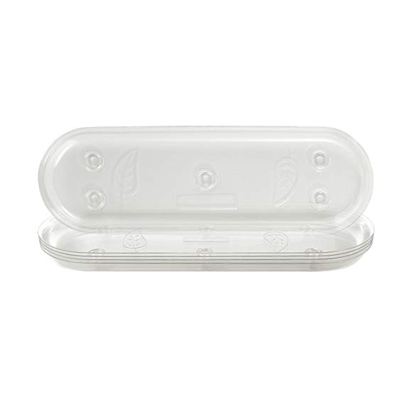 Idyllize Oval 5 Pieces of 14 by 4 5/8 Inches Clear Plastic Heavy Duty Plant Saucer Drip Trays for pots, Window Sills and Window Shelf (14'' x 4.6'')