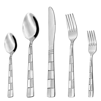 60 Piece Silverware Flatware Cutlery Set, 18/10 Stainless Steel Anti-Scald Utensils Service for 12 by HIPPIH, Mirror Polished, Dishwasher Safe For Home Kitchen Hotel Restaurant