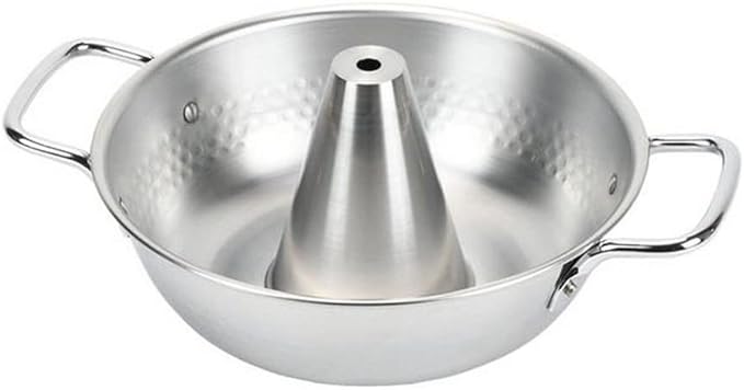 JapanBargain, Authentic Japanese Shabu Shabu Hot Pot Pan Traditional Stainless Steel Hotpot Cooking Pot with Chimney, Made in Japan (26 cm)
