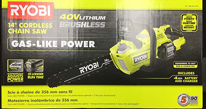 Ryobi 40V Brushless 14" Chainsaw w/Battery and Charger Included