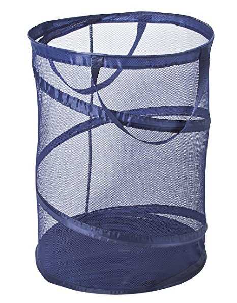 PRO-MART DAZZ Deluxe Large Mesh Spiral Laundry Pop Up Hamper with Handles, Blue