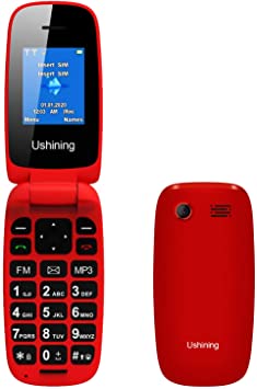 Ushining Flip Phone Unlocked GSM 2G Dual SIM Card T Mobile Flip Phone (Red)