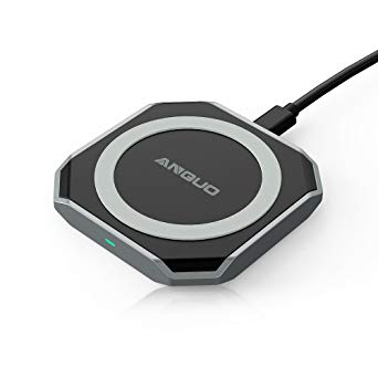 Anguo Wireless Charger, Qi Certified Fast Wireless Charger Charging Pad for iPhone X / 8/8 Plus, Samsung Galaxy S9, S9 Plus and All Qi-Enabled Device（NO AC Adapter）