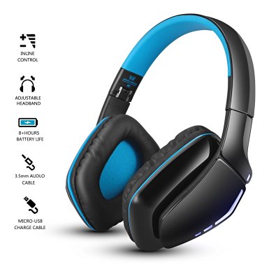 OldShark Foldable Over Ear Bluetooth Headphones with Mic V4.1 Wireless and Wired Dual Mode Earphones Detachable 3.5mm Audio Cable Blue