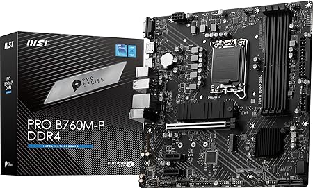 MSI PRO B760M-P DDR4 ProSeries Motherboard (Supports 12th/13th Gen Intel Processors, LGA 1700, DDR4, PCIe 4.0, M.2, Gbps LAN, USB 3.2 Gen2, mATX)