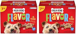 Milk-Bone Flavor Snacks Dog Treats, Small Biscuits, 7 Pound Crunchy Texture Helps Reduce Tartar (Pack of 2)