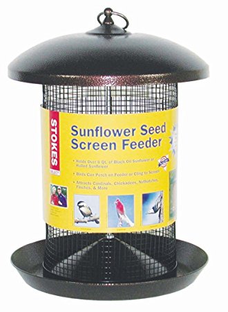 Stokes Select Sunflower Seed Screen Bird Feeder with Large Perching Tray and Metal Roof, Copper, 5 lb Seed Capacity