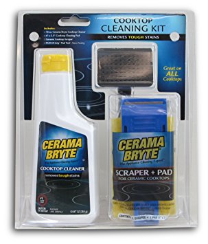 Cerama Bryte - Cooktop Cleaning Kit - Includes 10 oz. Bottle of Cerama Bryte Cooktop Cleaner, 1 Cleaning Pad and 1 Scraper