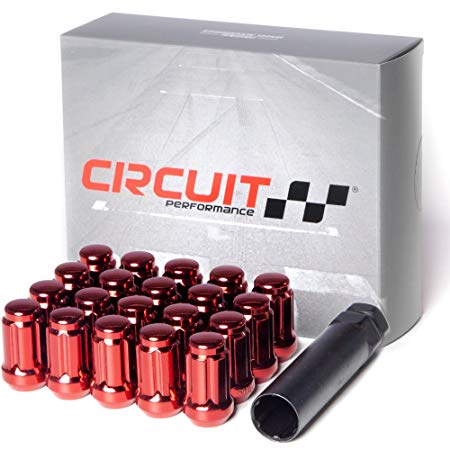 Circuit Performance Spline Drive Tuner Acorn Lug Nuts Red 12x1.5 Forged Steel (20pc   Tool)
