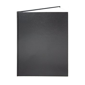 BookFactory Large Black Blank Book / Blank Notebook / Unruled Notebook - 96 Pages, Blank Format, 8 7/8" x 11 1/4", Black Imitation Leather Cover, Smyth Sewn Hardbound (BLA-096-LBS-A-LKT00)
