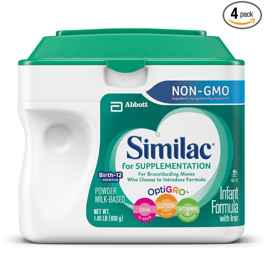 Similac For Supplementation Non-GMO Infant Formula with Iron, Powder, 23.2 Ounces (Pack of 4)