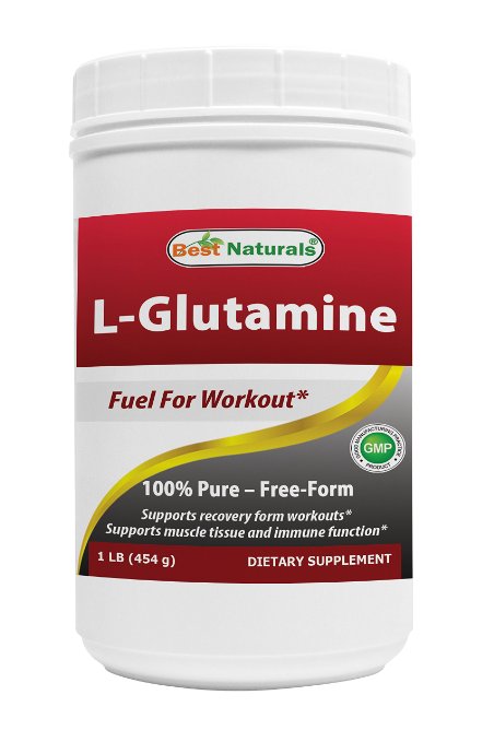 L-Glutamine Powder 1 LB by Best Naturals - 100% Pure - Free Form - Fuel for Work out*