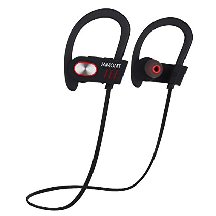 Jamont Bluetooth Headphones Wireless Sports Earphones IPX4 Waterproof Headsets Sweatproof Earbuds V4.1 Built-in Clear Bass Stereophones Black