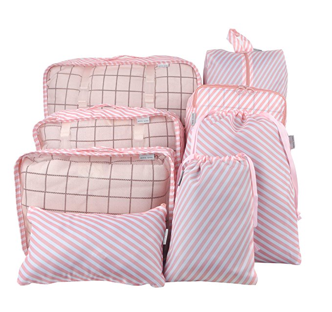 8 Set Packing Travel Organizer,Waterproof Mesh Travel Luggage Accessories Packing Cubes with Shoes Bag