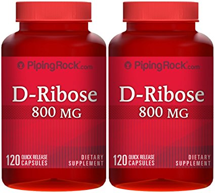 D-Ribose 800 mg 100% Pure 2 Bottles x 120 Capsules