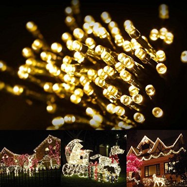 LTE 100 LED Solar Fairy Lights , 55ft , Outdoor Waterproof LED Solar String Lights, Ideal for Decoraions, Party, Gardens , Weddings,Parties.(Warm White)