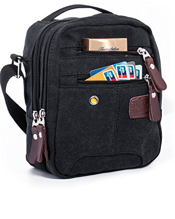 Small Canvas Messenger Bag ,Crossbody Bag Shoulder Bag Cellphone Belt Clip Pouch
