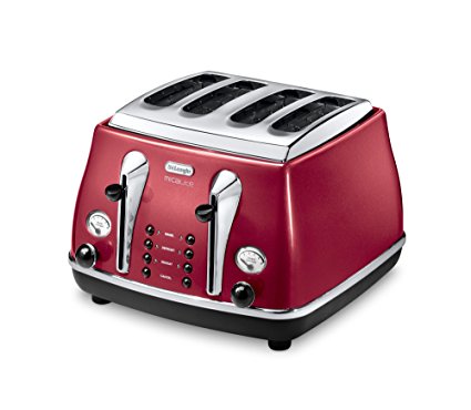 De'Longhi 4 Slot Toaster CTOM4003.R - Red