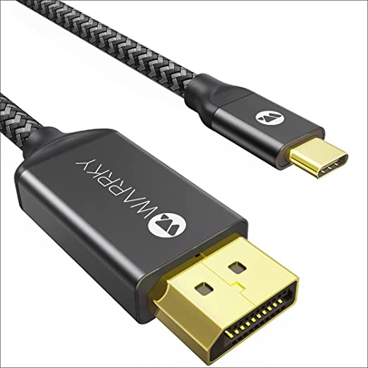 USB C to DisplayPort Cable 3.3FT / 1M (4K 60Hz, 2K 144Hz / 165Hz), WARRKY [Gold-Plated Anti-Interference] Thunderbolt 3 and 4 Compatible Adapter for MacBook Pro/Air 2020, New iPad, XPS 15/13 - Active