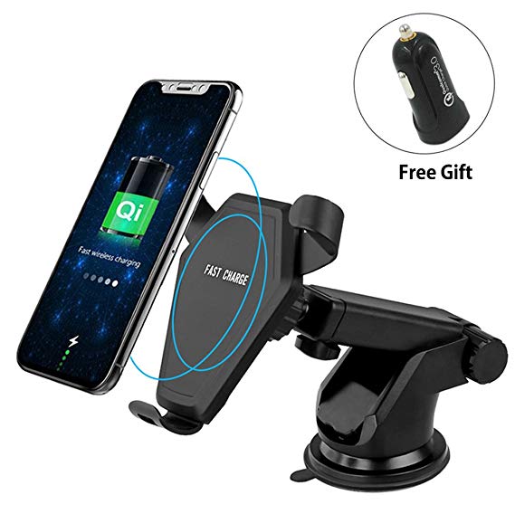 Upworld Wireless Car Charger Mount, Qi Fast Charger 360° Rotating Car Air Vent Phone Mount Holder for iPhone X/8/8 Plus, Samsung Galaxy Note 5/S6 Edge /S7, LG Nexus 4 and Qi Enabled Devices