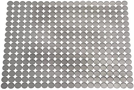 iDesign Kitchen Sink Mat, Large and Adjustable Non-Slip Sink Protector Mat Made of Durable Plastic, Practical Dish Draining Mat for the Kitchen Sink or Countertops, Grey