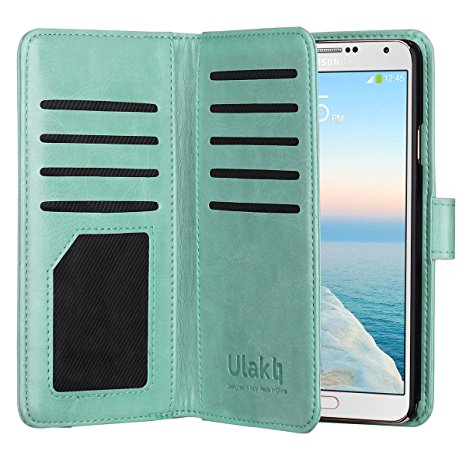 Note 3 Case, Galaxy Note 3 Case -ULAK Multi Card Slots Series PU Leather Magnetic Wallet Case Cover for Samsung Galaxy Note 3 III N9000 (Mint)