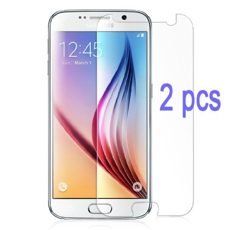 Leesentec® (2-pack) Tempered Glass Screen Protector for Samsung Galaxy S6 [9H Tempered Glass Technology] Scratch Resistant 2.5D Rounded Edge 0.33mm ultra thin Material Durable Tough Bubble Free [HD Protection]