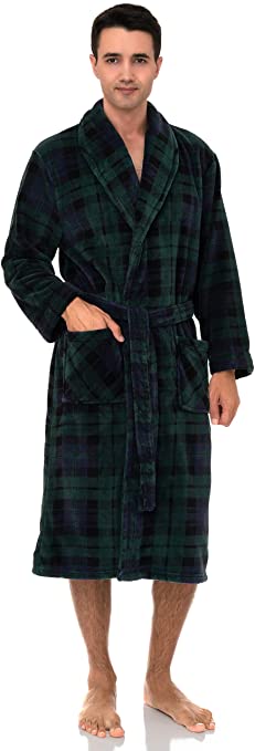 TowelSelections Men's Fleece Robe, Plush Shawl Collar Spa Bathrobe