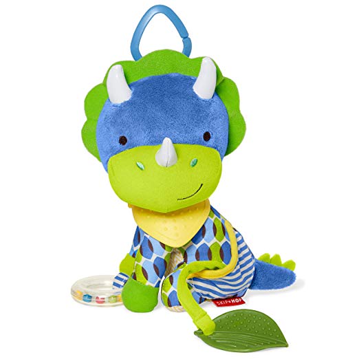 Skip Hop Bandana Buddies Baby Activity and Teething Toy with Multi-Sensory Rattle and Textures, Dino