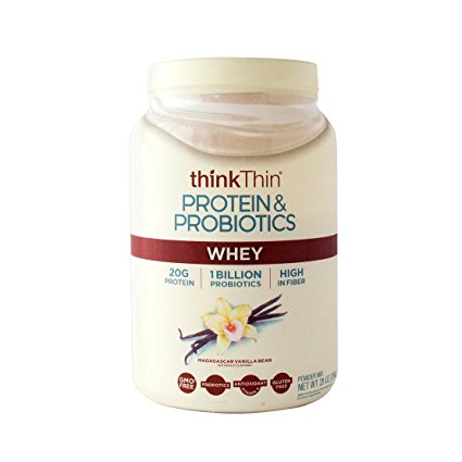 thinkThin Protein & Probiotics Whey, Madagascar Vanilla Bean (28 oz, 22 Servings)
