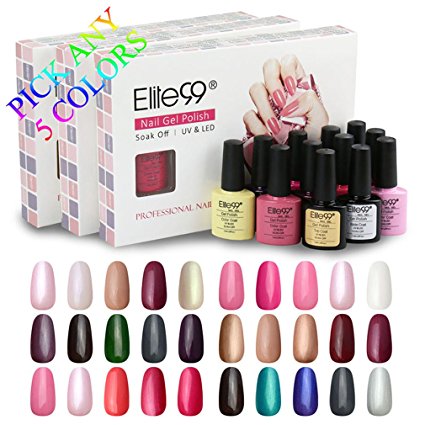 Elite99 (Any 5 Colors) Soak Off Gel Nail Polish UV LED Color Nail Art 5pcs Gift Set