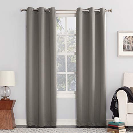 Sun Zero Easton Blackout Energy Efficient Grommet Curtain Panel, 40" x 84", Gray