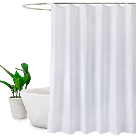 EurCross Fabric Shower Curtain Liner 75x72inch, White Weighted Anti Mould Shower Liner 190cm Wide, Heavy Duty, 190x180cm