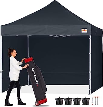 ABCCANOPY Ez Pop Up Canopy Tent with Sidewalls 10X10 Commercial -Series, Black