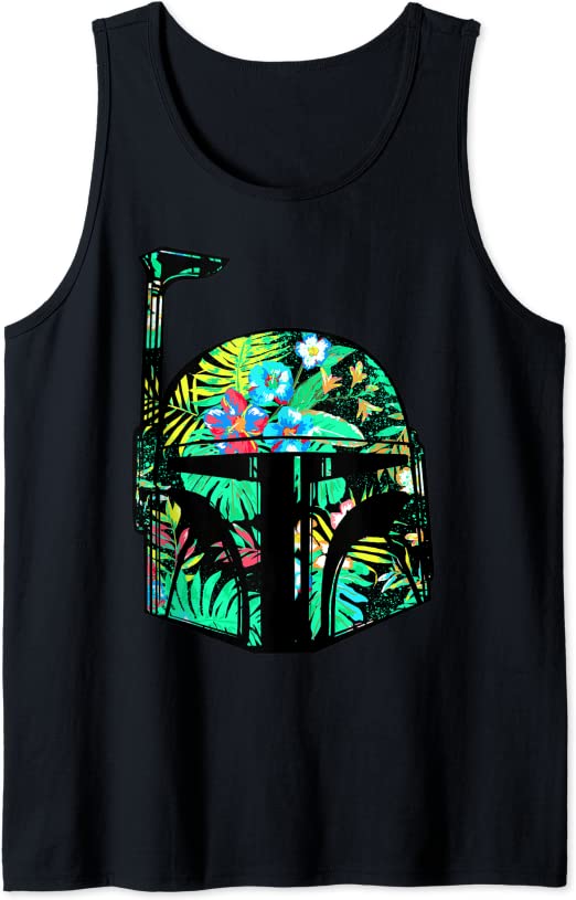 Star Wars Boba Fett Helmet Tropical Flower Fill Tank Top