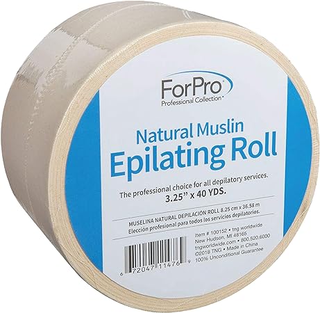 ForPro Natural Muslin Epilating Roll, Tear-Resistant, for Hair Removal, 3.25? W x 40 Yds