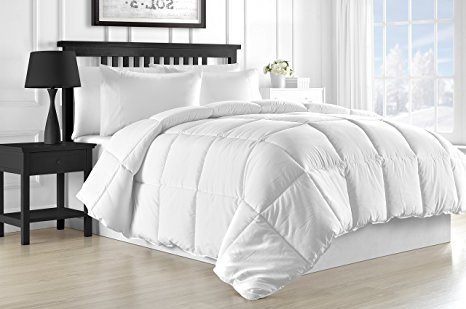 CLEAR OUT SALE P&R Bedding White Luxurious Goose Down Alternative Duvet Comforter (Queen)