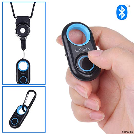 CamKix® Camera Shutter Remote Control With Bluetooth Wireless Technology compatible with iPhone/Android- Lanyard with Detachable Ring Mount - Carabiner - Pictures and Video from up to 30 ft