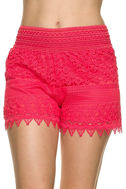 Bellarize Women's Crochet Shorts with Jagged Edge and Inner Lining