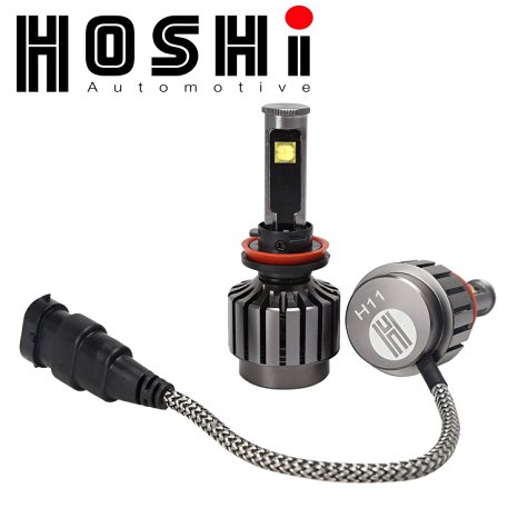 HOSHI LED Headlights conversion kit H8 H9 H11 H16 bulbs - 6K 6000k 30W White Light at 7,600Lm, JAPANESE INTERNAL PARTS. Internal ballast, unibody design with CANBUS,