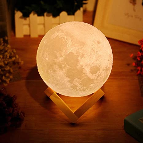 Unique Birthday Gifts Moon Lamp - 4.7 inches 2 Colors LED 3D Print Moon Light with Stand & Touch Control and USB Rechargeable, Moon Light Lamps for Kids, Lover, mom, Daughter, Friends, Relatives.