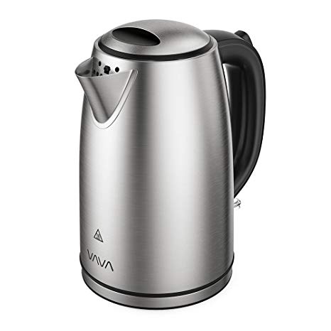 VAVA VA-EE010 Electric 1.7L Black Stainless Steel Tea Kettles with British Strix Control Water Boiler with Auto Shut-Off, Boil Dry Protection, LED, Light Indicator (BPA-Free/FDA Certified/UL Approved)