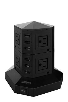 Umirro Home Office Surge Protector 8 Outlets with 6 USB Charging Ports (5V, 8A in Total) - Black