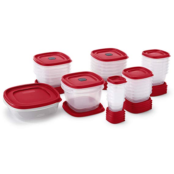 Rubbermaid 2063701 Easy Find Vented Lids Food Storage Container, 60 Piece, New Assortment, Racer Red