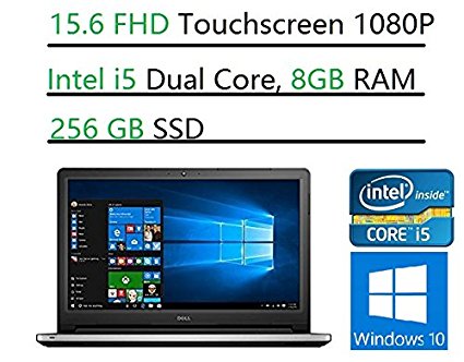 2017 Dell Inspiron 15.6" FHD Touchscreen Laptop, Intel Core i5-6200U, 8 GB RAM, 256GB SSD, DVD, Backlit keyboard, HDMI, Bluetooth, 802.11ac, RealSense 3D Webcam, Win10-MaxxAudio Pro