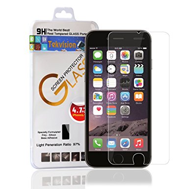 Tekvision iPhone 6 6S 4.7" Screen Protector 0.3mm Tempered Glass Protector with 9H 2.5D Rounded Edge/Bubble Free/Anti-Scratch/Fingerprint/Oleophobic Coating/Transparent Crystal Clear