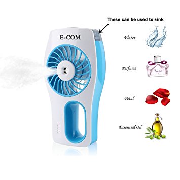 E-COM Aromatherapy Essential Oil Humidifiers, Portable Misting Cooling Handheld Fan For Office, Bedside, Sleeping, Baby, Night Air Purifier