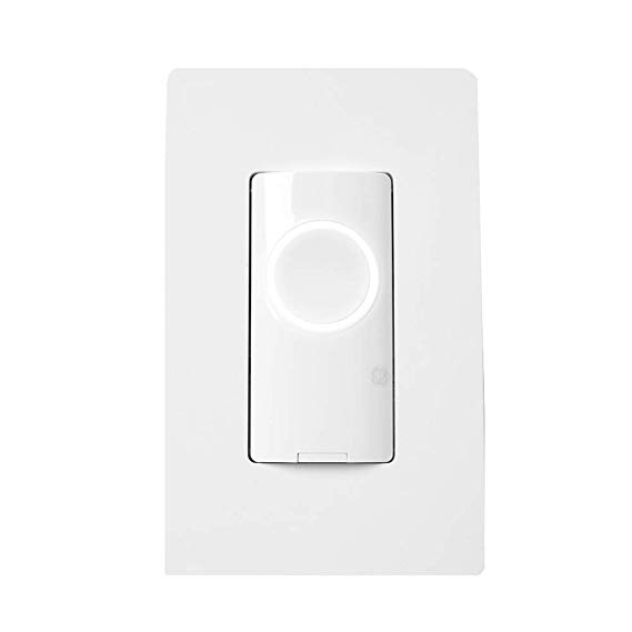 GE Lighting 93105002 Smart Button Style, Wi-Fi, Works with Alexa/Google Assistant Without Hub, Single-Pole/3-Way Replacement C by GE Motion-Sensor   Dimmer Switch, White