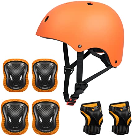 Glaf Kids Bike Helmet Toddler Helmet for Ages 3-14 Boys Girls Kids Sports Protective Gear Set Adjustable Kids Helmet and Knee Elbow Pad Set for Cycling Skateboard Scooter Rollerblading Helmet 7Pcs