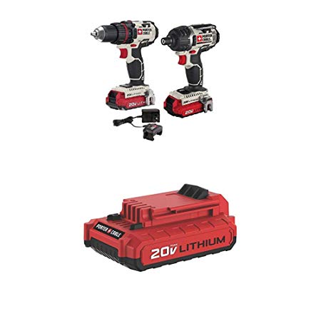 PORTER-CABLE PCCK602L2 20V MAX Lithium 2 Tool Combo Kit with PCC682L 20V MAX 2.0 Amp Hour Battery
